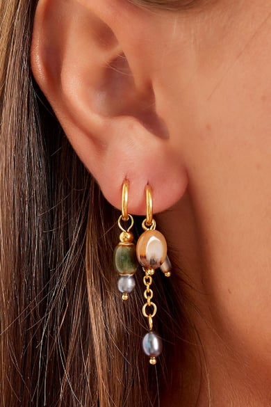 Earrings with Colored Charm Small Gold color Stainless Steel h5 Picture3